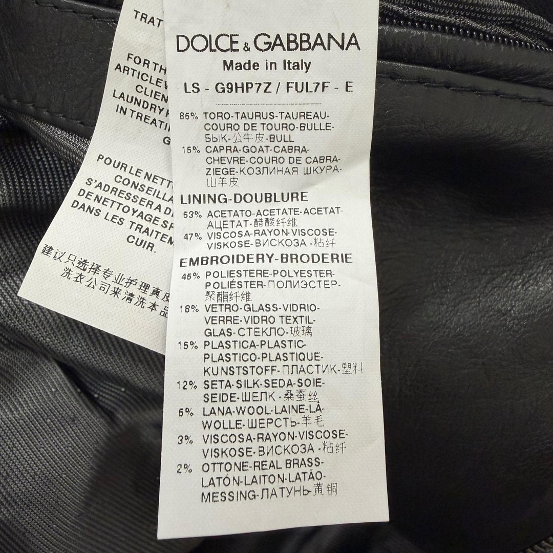 Excellent DOLCE&GABBANA leather jacket Embroidered Bijou Biker Jacket