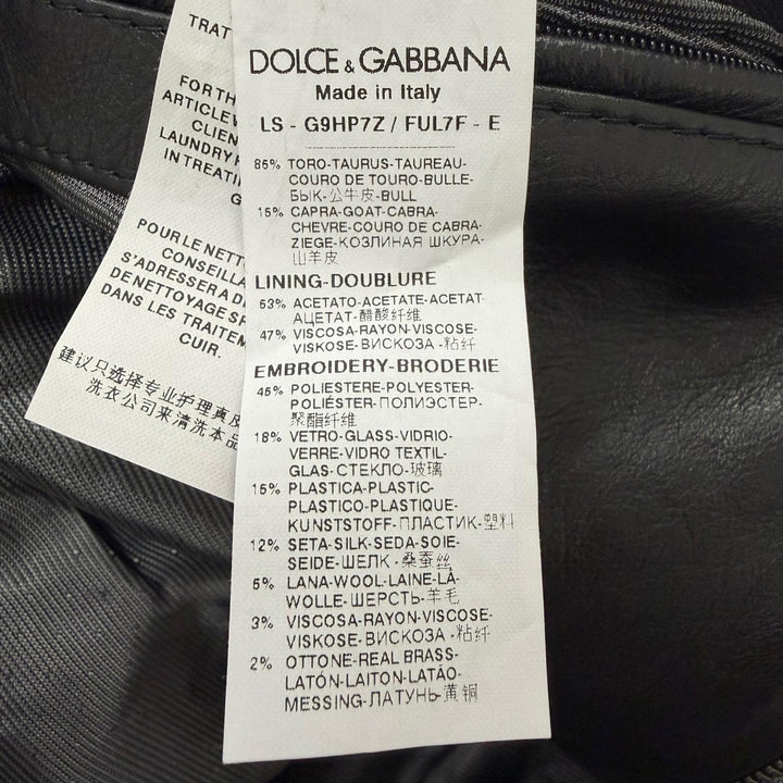 Excellent DOLCE&GABBANA leather jacket Embroidered Bijou Biker Jacket