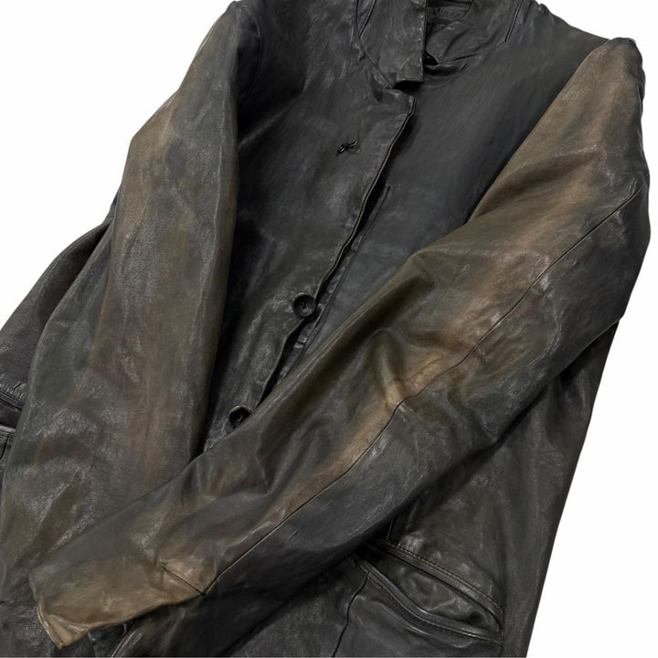 Discounted Good ISAMUKATAYAMA BACKLASH Leather coat Dark gray Horse leather mens M 1367-09