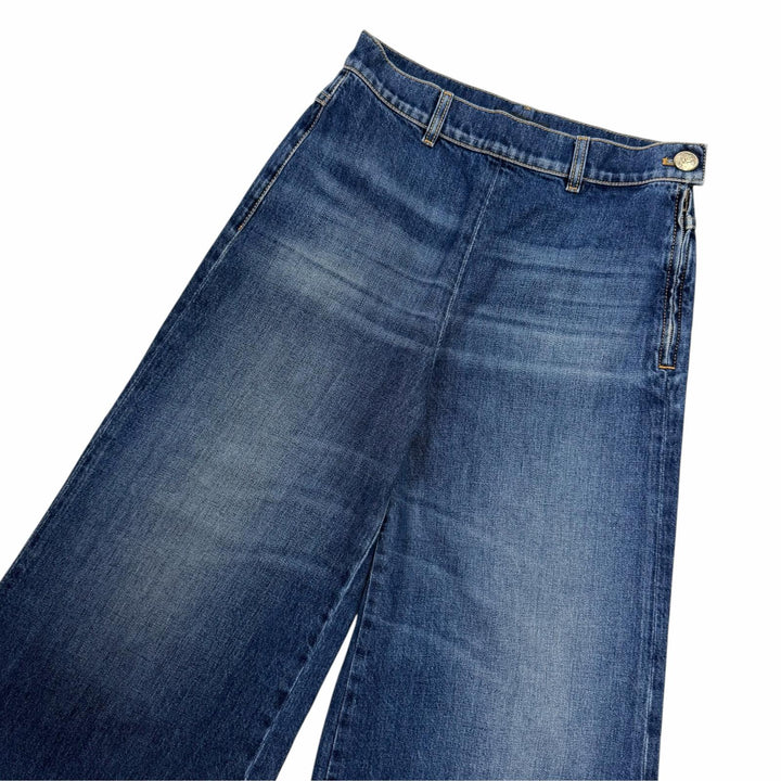 Excellent CHANEL Denim pants COCO Mark Button Wide Pants Indigo 34 P78312V70544
