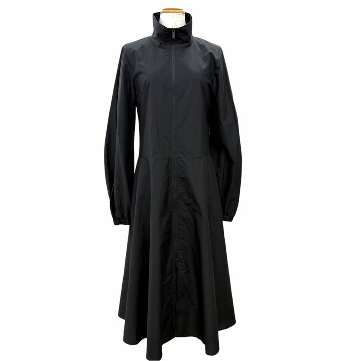 Excellent MONCLER one piece DRESS Stand collar, zip-up, black cotton Women IT 38