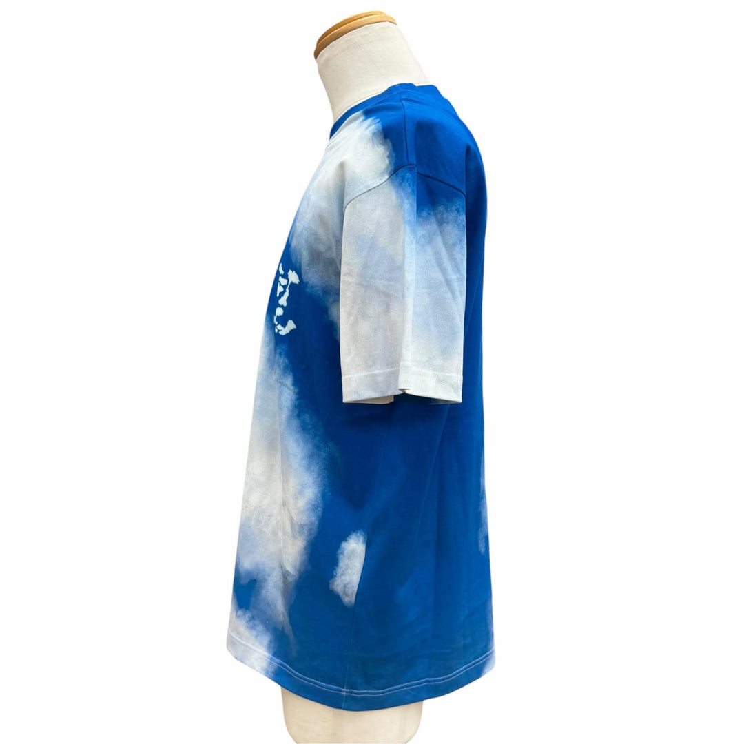 Excellent LOUIS VUITTON Short sleeve T-shirt Cloud print LV logo blue cotton M