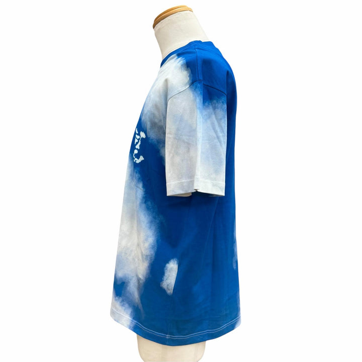 Excellent LOUIS VUITTON Short sleeve T-shirt Cloud print LV logo blue cotton M