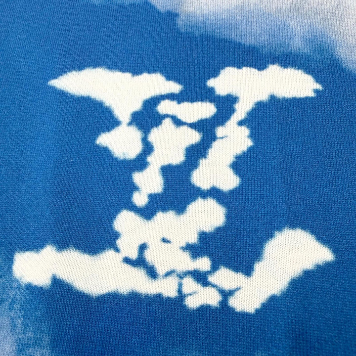 Excellent LOUIS VUITTON Short sleeve T-shirt Cloud print LV logo blue cotton M