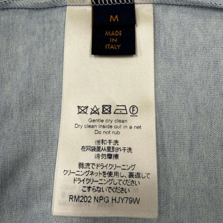 Excellent LOUIS VUITTON Short sleeve T-shirt Cloud print LV logo blue cotton M