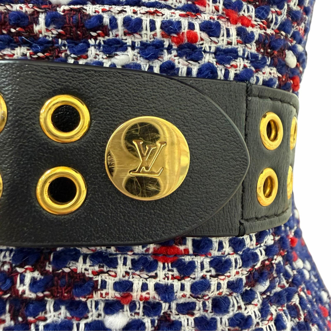 Excellent LOUIS VUITTON one piece Leather accents Monogram tweed Multi cotton 34