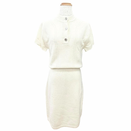 Pristine HERMES tops H-lift short-sleeved knit dress Ivory cashmere 34 H6E2535D1