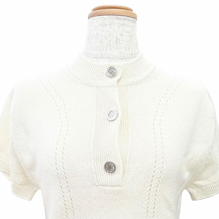 Pristine HERMES tops H-lift short-sleeved knit dress Ivory cashmere 34 H6E2535D1