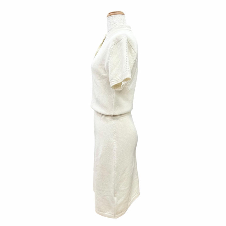 Pristine HERMES tops H-lift short-sleeved knit dress Ivory cashmere 34 H6E2535D1