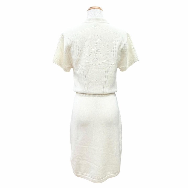 Pristine HERMES tops H-lift short-sleeved knit dress Ivory cashmere 34 H6E2535D1