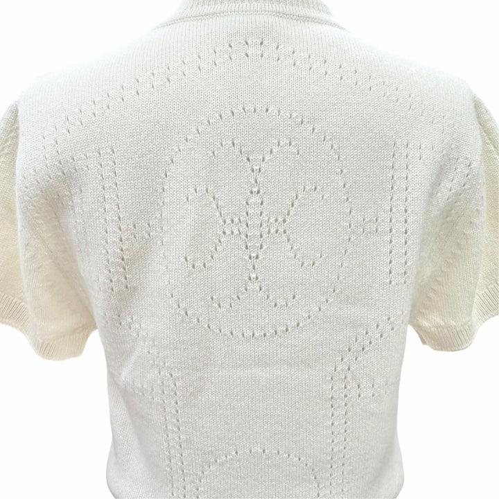 Pristine HERMES tops H-lift short-sleeved knit dress Ivory cashmere 34 H6E2535D1