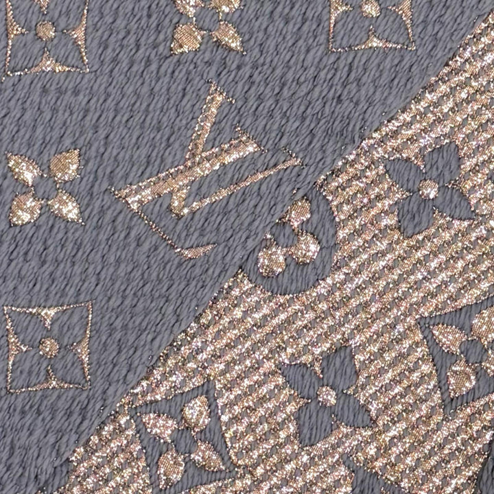 Great LOUIS VUITTON Scarf Escalp Logo Mania Shine Monogram fringe wool M70467