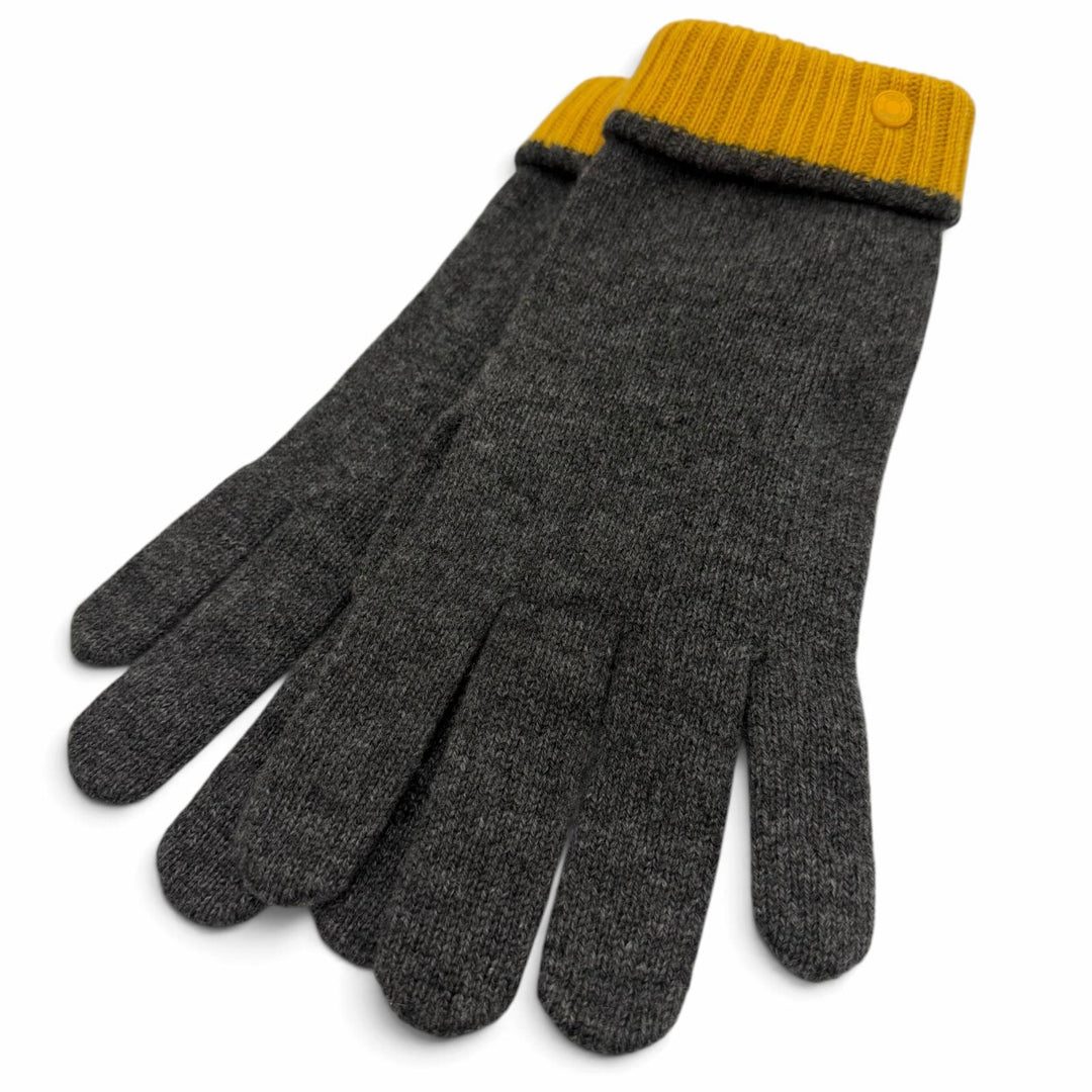 Pristine HERMES gloves HUGO Serie Button Bicolor Knit Gloves gray cashmere L
