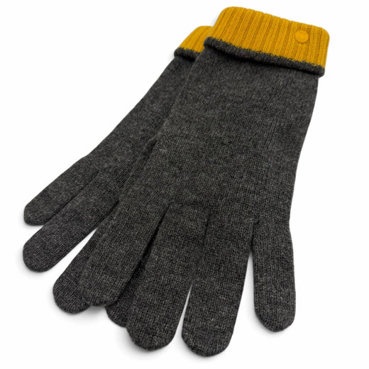 Pristine HERMES gloves HUGO Serie Button Bicolor Knit Gloves gray cashmere L