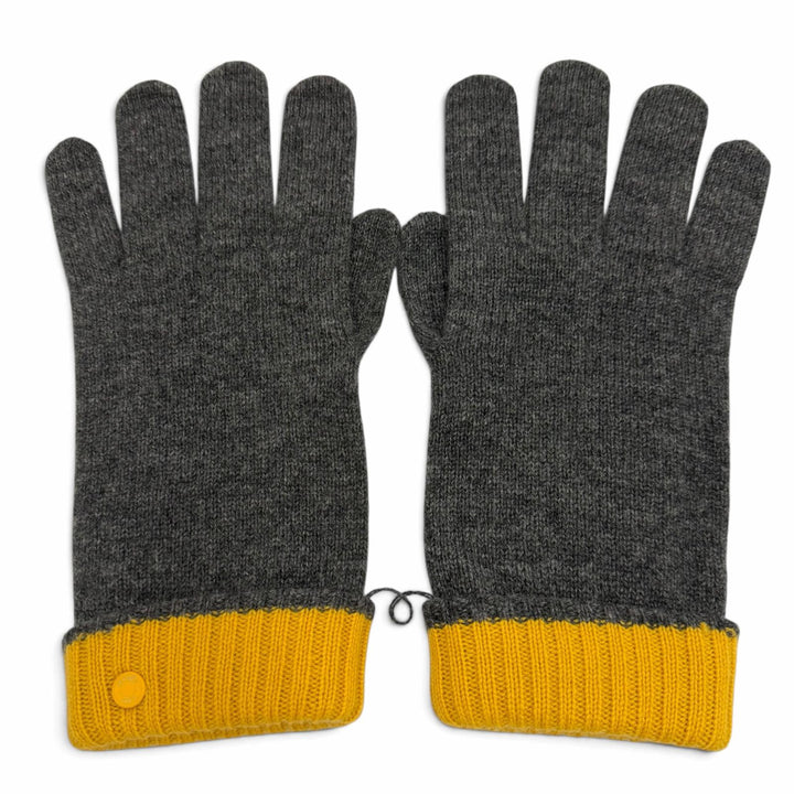 Pristine HERMES gloves HUGO Serie Button Bicolor Knit Gloves gray cashmere L