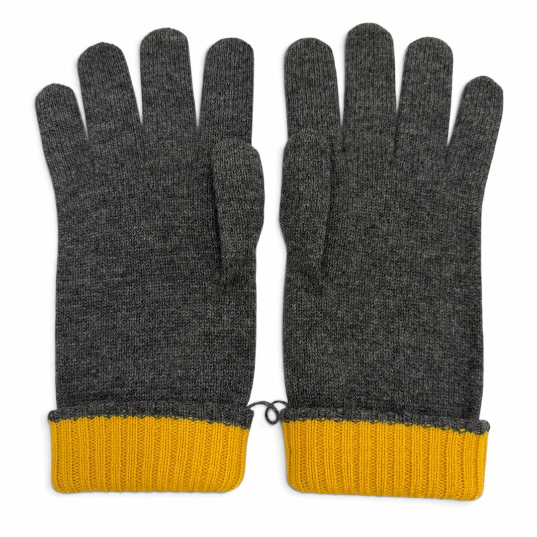 Pristine HERMES gloves HUGO Serie Button Bicolor Knit Gloves gray cashmere L