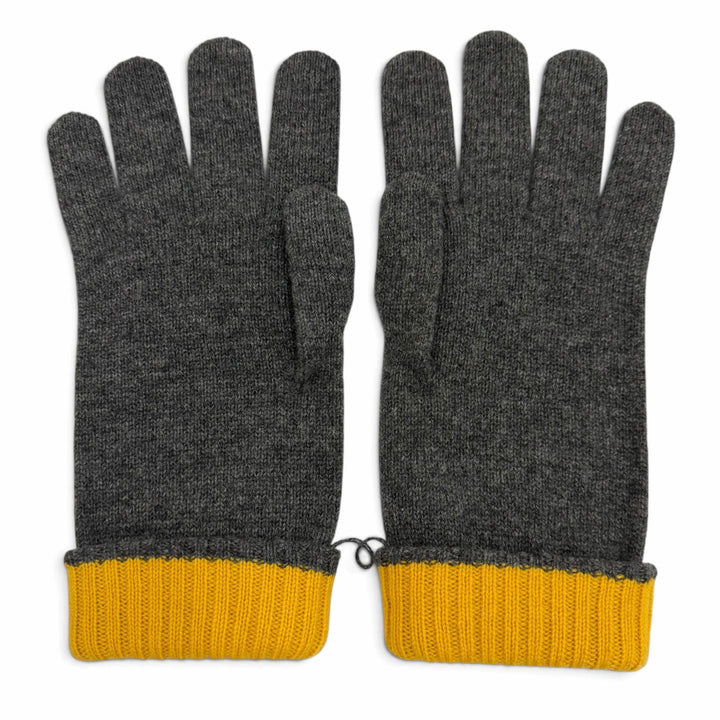 Pristine HERMES gloves HUGO Serie Button Bicolor Knit Gloves gray cashmere L