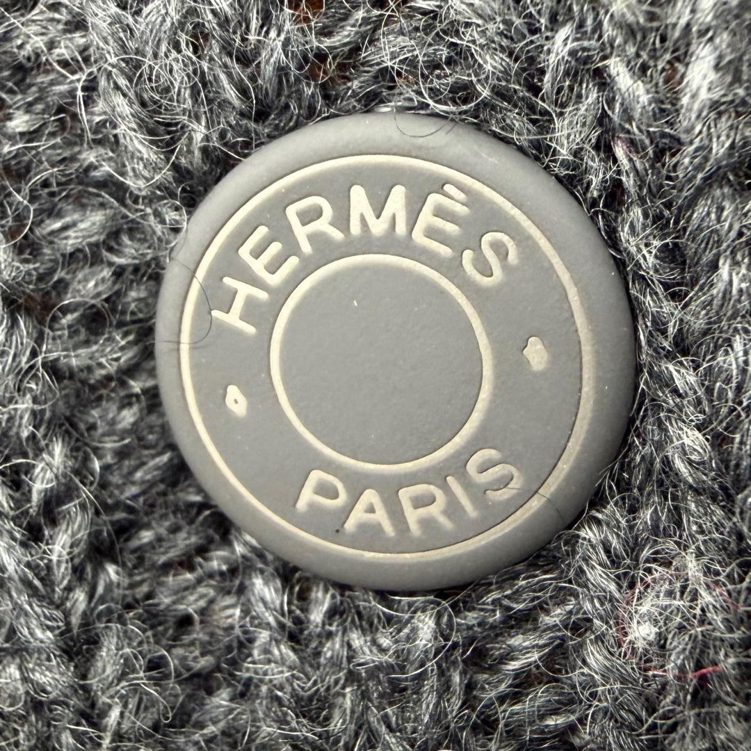 Pristine HERMES gloves HUGO Serie Button Bicolor Knit Gloves gray cashmere L