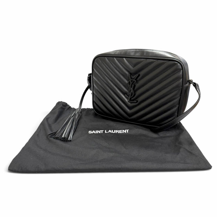 Excellent SAINT LAURENT PARIS Shoulder Bag Roux camera bag Logo Metal 612544