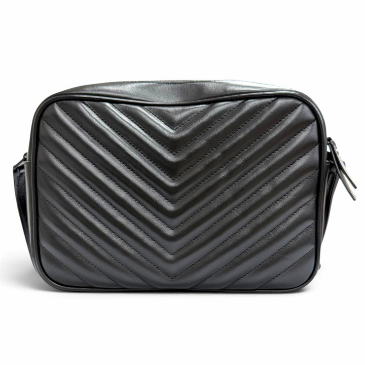 Excellent SAINT LAURENT PARIS Shoulder Bag Roux camera bag Logo Metal 612544