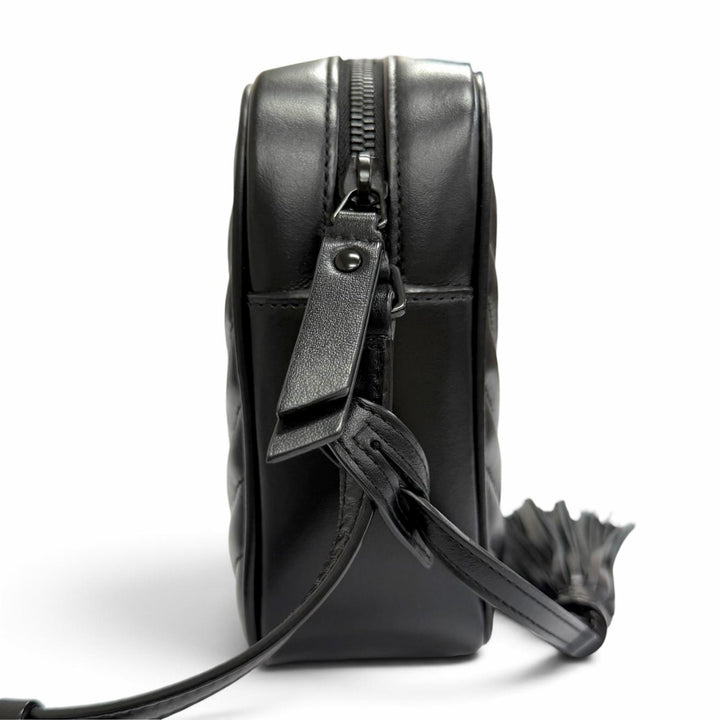 Excellent SAINT LAURENT PARIS Shoulder Bag Roux camera bag Logo Metal 612544