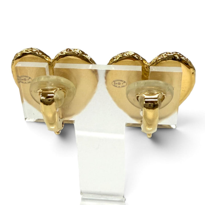 Excellent CHANEL Earring COCO Mark Heart gold Women B24P