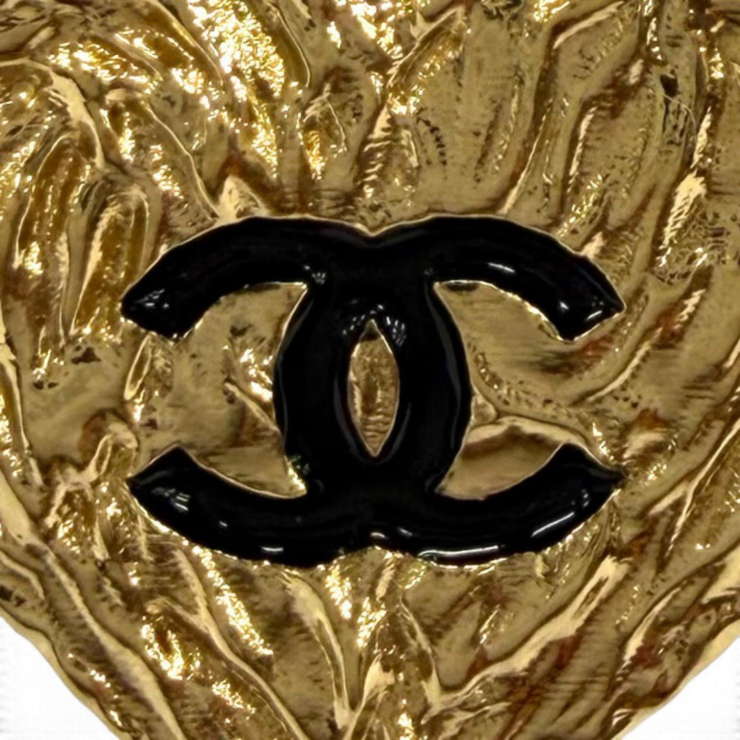 Excellent CHANEL Earring COCO Mark Heart gold Women B24P