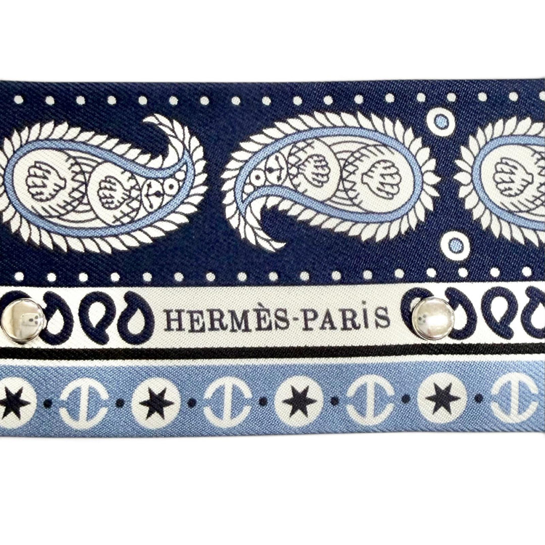 Pristine HERMES scarf Ruban Krooté Sailor's Tattoo Bandana silk Women H853374S