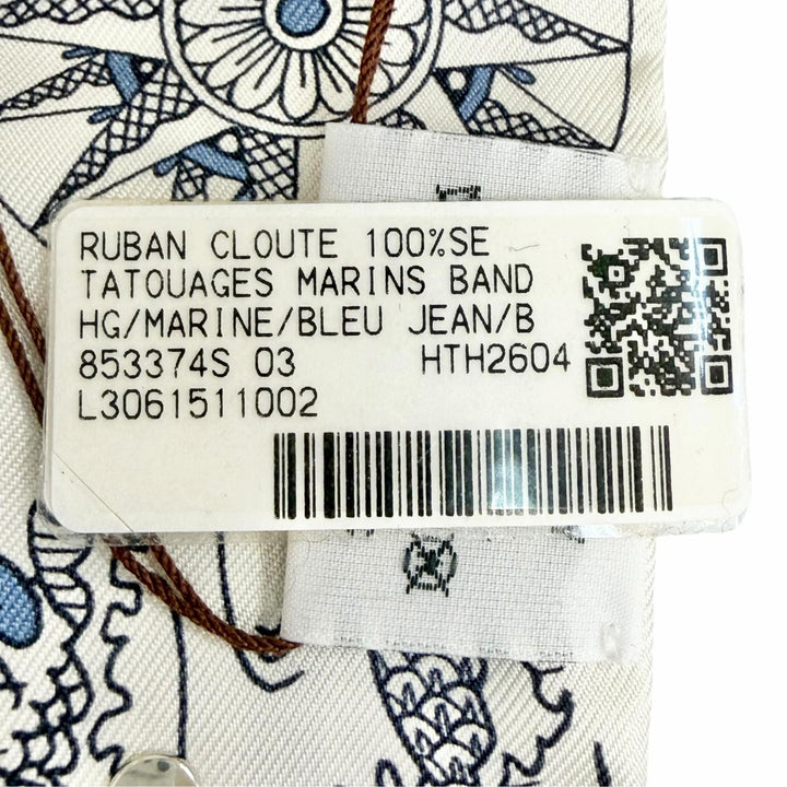 Pristine HERMES scarf Ruban Krooté Sailor's Tattoo Bandana silk Women H853374S