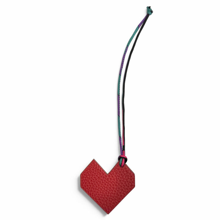 Excellent HERMES Bag charm Petiash Heart Charm Navy leather Women