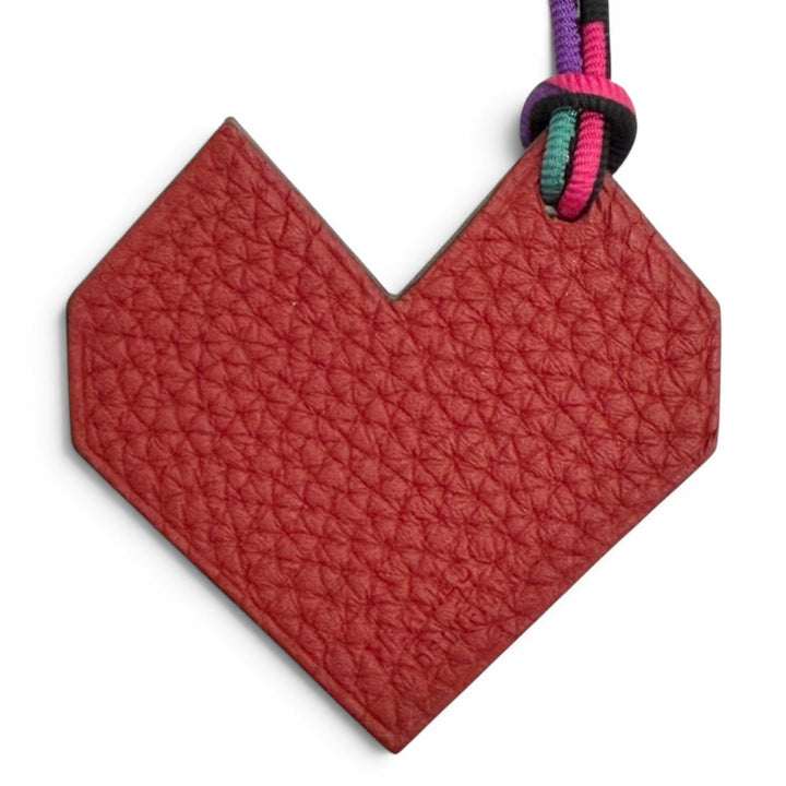 Excellent HERMES Bag charm Petiash Heart Charm Navy leather Women