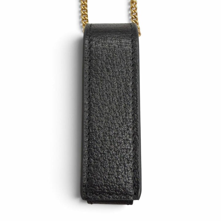 Excellent GUCCI GG Marmont Leather Lip Case with Chain black leather 615998