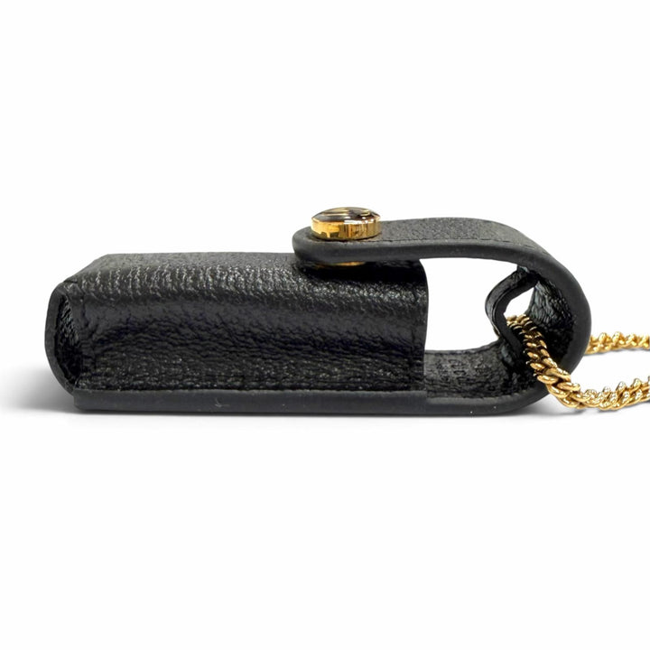 Excellent GUCCI GG Marmont Leather Lip Case with Chain black leather 615998