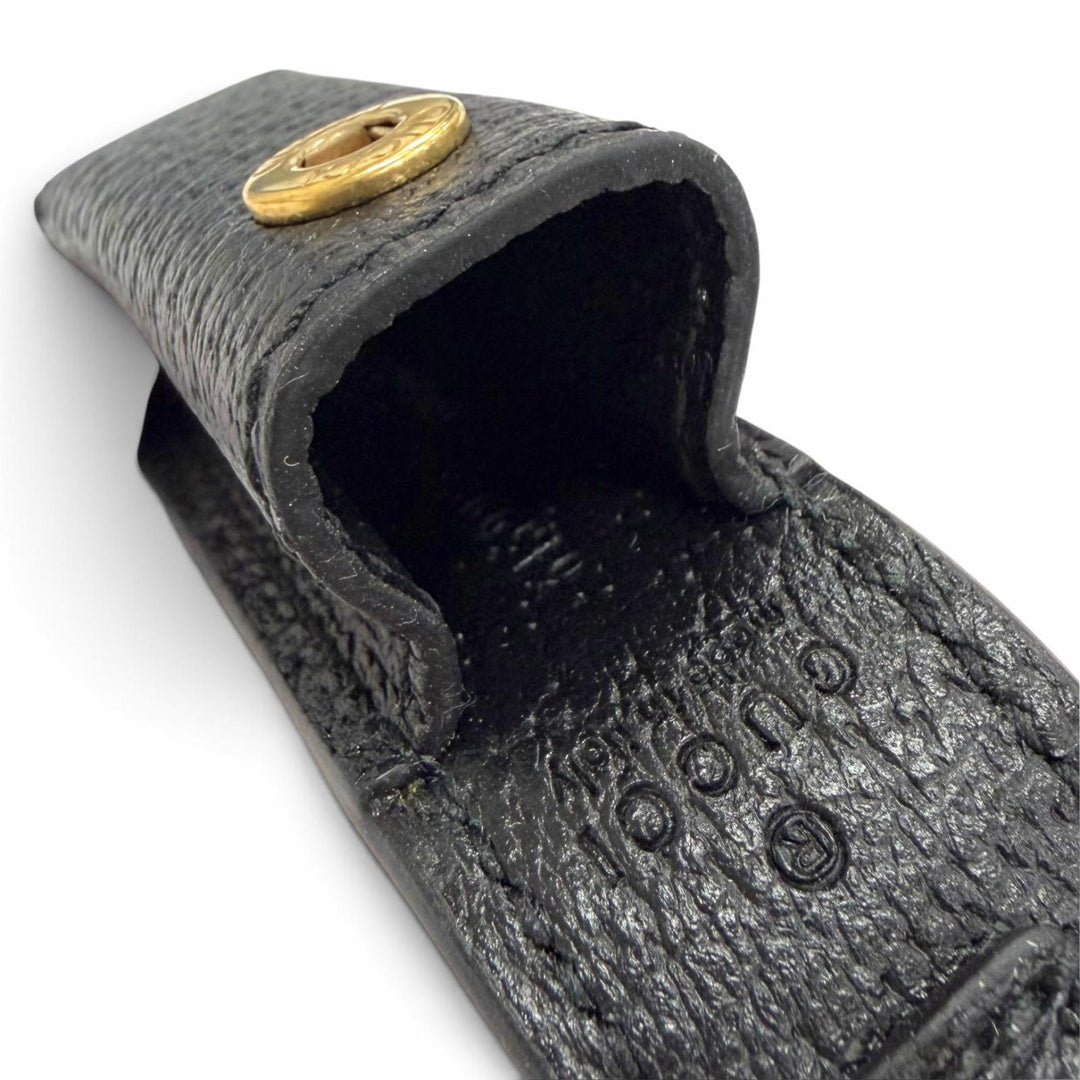 Excellent GUCCI GG Marmont Leather Lip Case with Chain black leather 615998