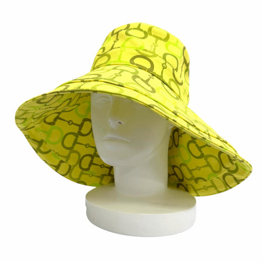 Pristine GUCCI hat GGMetal Horsebit Print Wide Brim Helmet, Yellow L 830089