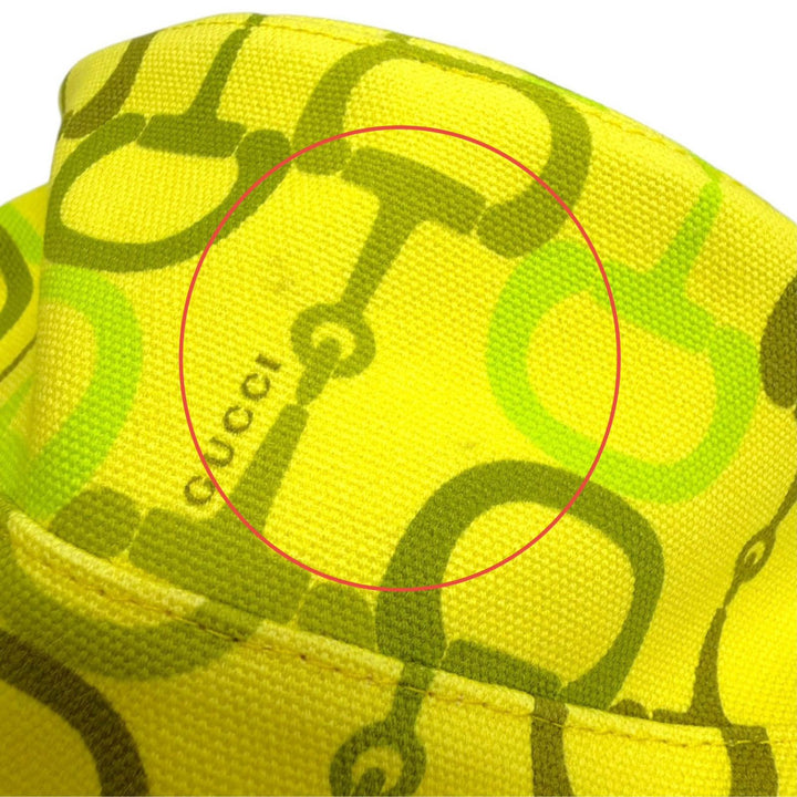 Pristine GUCCI hat GGMetal Horsebit Print Wide Brim Helmet, Yellow L 830089