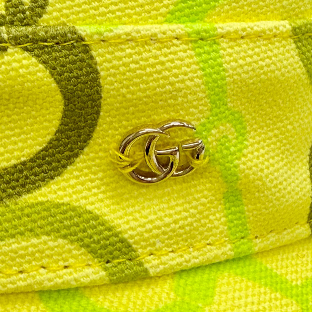 Pristine GUCCI hat GGMetal Horsebit Print Wide Brim Helmet, Yellow L 830089