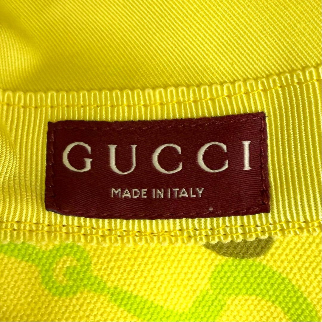 Pristine GUCCI hat GGMetal Horsebit Print Wide Brim Helmet, Yellow L 830089