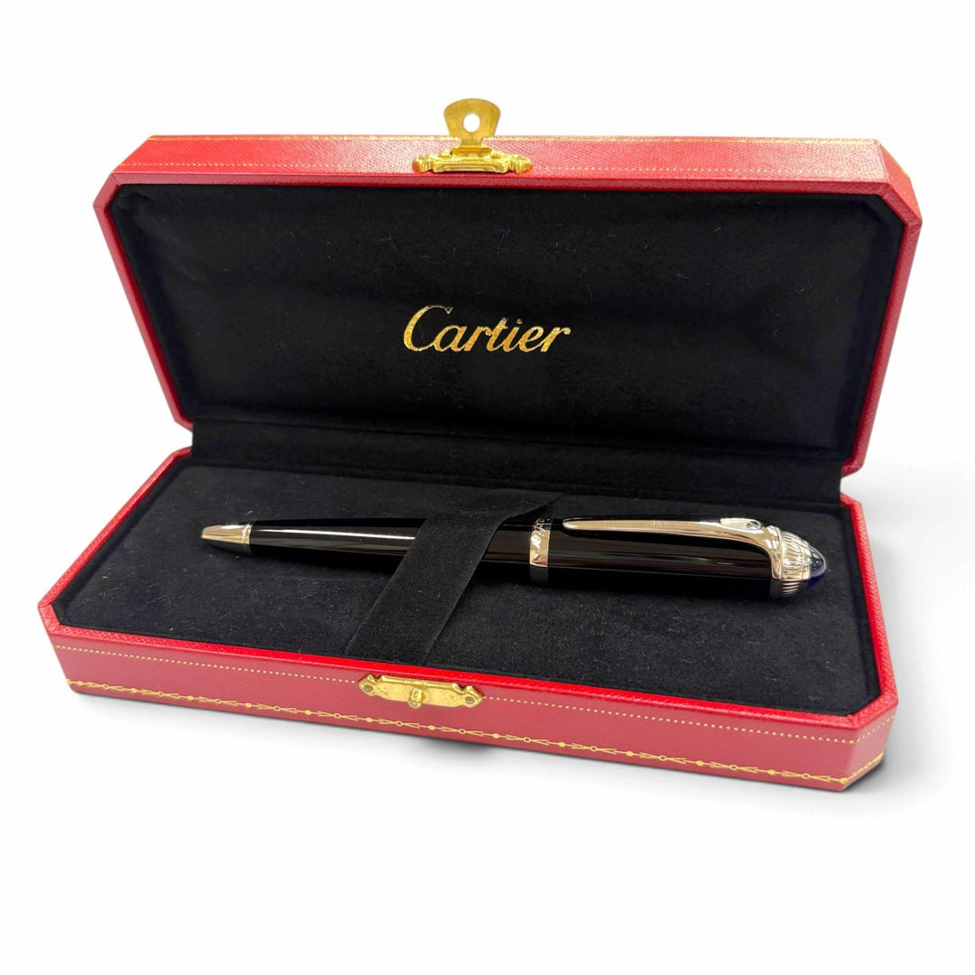 Great Cartier Ballpoint pen roadster de cartier Twist type black Blue Gemstone