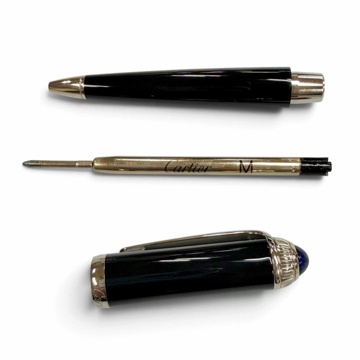 Great Cartier Ballpoint pen roadster de cartier Twist type black Blue Gemstone