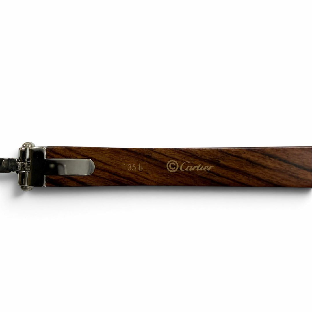Great Cartier sunglasses Rimless Two-point wooden temples Brown mens 135b