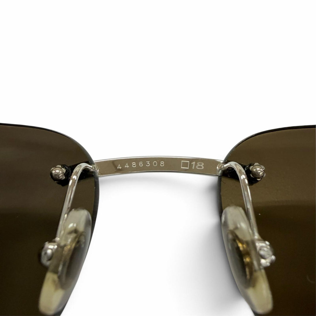 Great Cartier sunglasses Rimless Two-point wooden temples Brown mens 135b