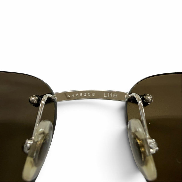 Great Cartier sunglasses Rimless Two-point wooden temples Brown mens 135b