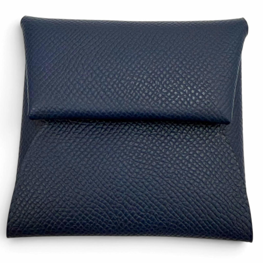 Pristine HERMES Coin case Bastia Coin Pocket Blue navy Epsom Leather mens