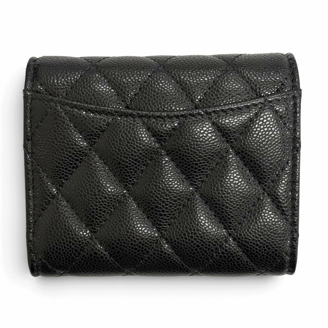 Excellent CHANEL COCO Mark Matelassé Timeless Classic Line Flap Compact Wallet