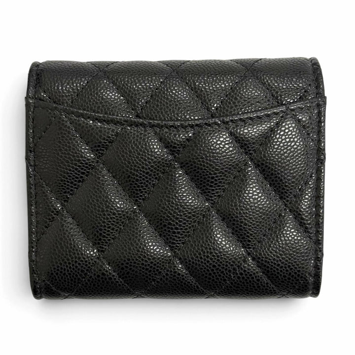 Excellent CHANEL COCO Mark Matelassé Timeless Classic Line Flap Compact Wallet