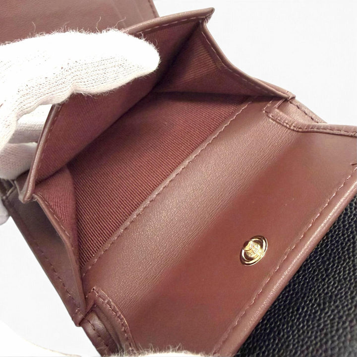 Excellent CHANEL COCO Mark Matelassé Timeless Classic Line Flap Compact Wallet