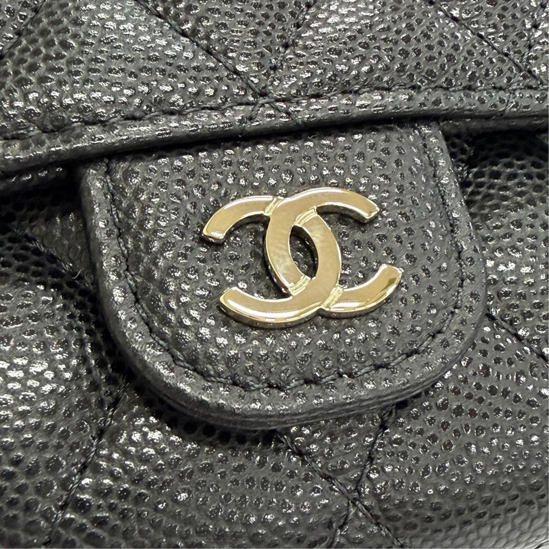Excellent CHANEL COCO Mark Matelassé Timeless Classic Line Flap Compact Wallet