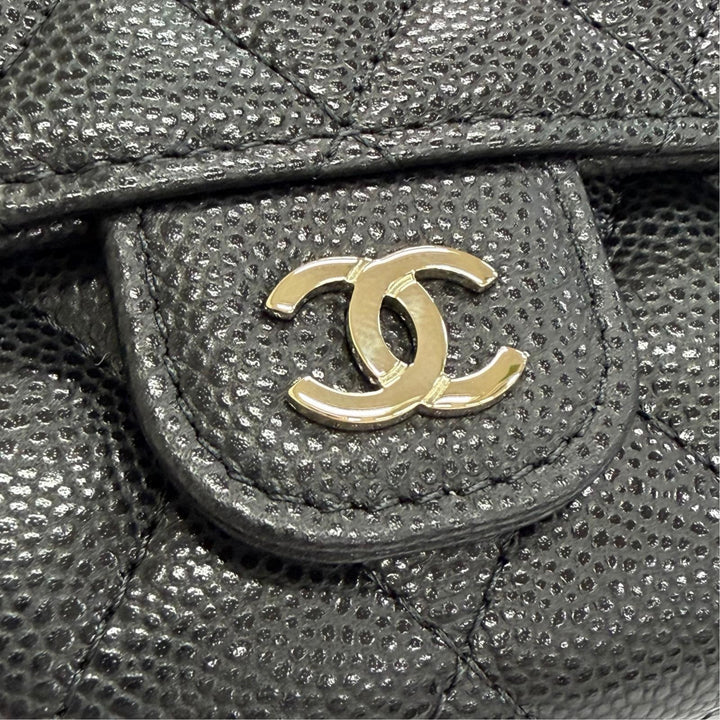 Excellent CHANEL COCO Mark Matelassé Timeless Classic Line Flap Compact Wallet