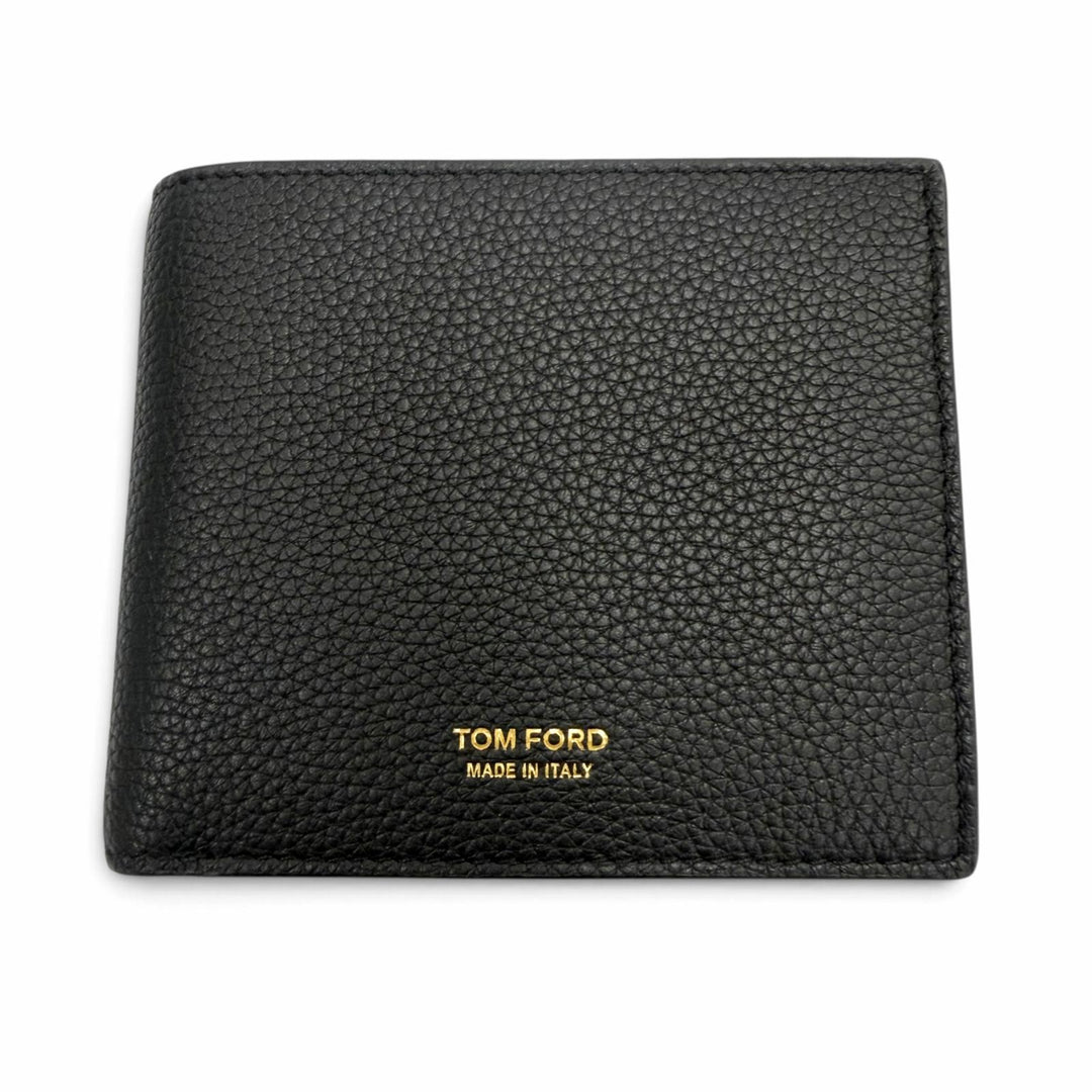 Excellent TOM FORD Bifold Wallet T LINE CLASSIC BIFOLD COIN WALLET black leather
